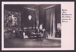 1933-1945 'Berlin. New Reich Chancellery. The Fuhrer's Study', Interior, Third Reich Nazi Propaganda Postcard