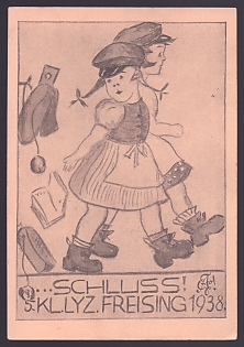 1938 'The End! Skllyz. Freising 1938', Caricature, Third Reich Nazi Propaganda Postcard
