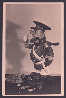 1938 'Sonneberg Toy Museum (Thuringia). New Sonneberg Nutcracker, Wood-carved', Caricature, Third Reich Nazi Propaganda Postcard