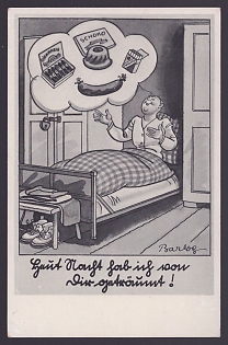 1939 'I Dreamed of You Last Night!', Caricature, Third Reich Nazi Propaganda Postcard