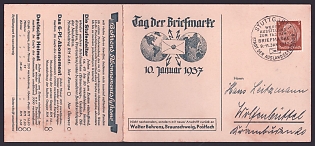 1937 'Stamp Day, January 10, 1937', Third Reich Nazi Propaganda Postcard