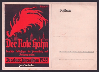 1935 'The Red Rooster – German National Exhibition for Fire Protection and Rescue Services – Dresden Annual Exhibition', Third Reich Nazi Propaganda Postcard