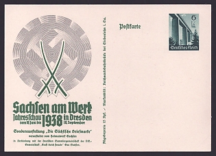 1938 'Saxony at Work – 1938 Annual Exhibition in Dresden', Third Reich Nazi Propaganda Postcard