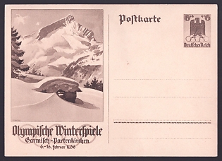 1936 'Winter Olympic Games, Garmisch-Partenkirchen, February 6–16', Sport, Olympic Games, Third Reich Nazi Propaganda Postcard