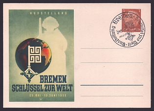 1938 'Bremen Exhibition: "Key to the World," May 25–june 19, 1938', Third Reich Nazi Propaganda Postcard
