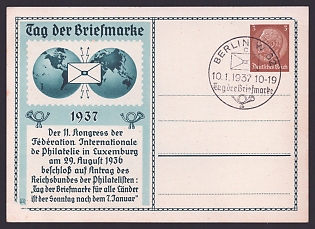 1937 'Stamp Day', Third Reich Nazi Propaganda Postcard
