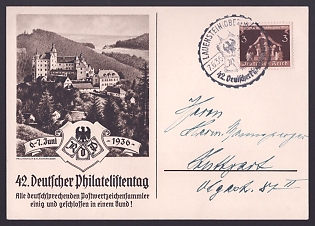 1936 'German Philatelists' Congress: All German-Speaking Stamp Collectors United and Standing Together in One Association!', Third Reich Nazi Propaganda Postcard