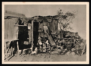 1942 (2 Jan) Exhibition in Vienna 'The Soviet Paradise. A family's cave dwelling', Propaganda Picture Postcard,  franked with 6pf, Commemorative Postmark, Third Reich Nazi Germany