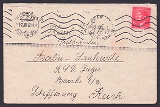 1942 (2 Dec) Bohemia and Moravia, German Occupation, Germany, Cover from Prague to a Camp Staff Mamber of R.P.D Lager Berlin Lankwitz, Labor Camp of German Post District Directorate Camp (Reichspostdirektion)