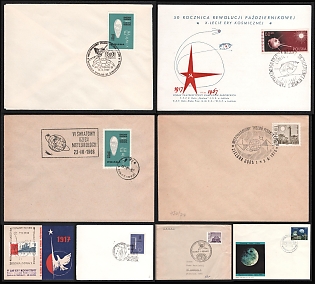 1962–1969 Soviet-Polish Philatelic Exhibitions and Cosmonautics Days, Polish People's Republic, Group of Commemorative Covers with Pictorial Cancellations