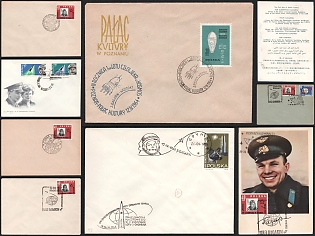 1962–1968 Polish Memorial Issues Commemorating Yury Gagarin, Polish People's Republic, Group of Commemorative Covers with Pictorial Cancellations