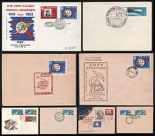 1961–1971 Early Polish Commemorative Issues in Honor of Yury Gagarin, Polish People's Republic, Group of Commemorative Covers with Pictorial Cancellations