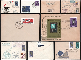1962–1969 Astronautical Congresses and Space Age Anniversaries, Polish People's Republic, Group of Commemorative Covers with Pictorial Cancellations