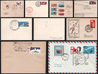 1961–1968 Space and Youth Stamp Exhibitions, Polish People's Republic, Airmial, Group of Commemorative Covers with Pictorial Cancellations