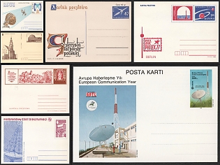 1958–1984 European Communication Year and Space Telecommunications, Polish People's Republic, Turkish Republic of Northern Cyprus, Group of Commemorative Postal Stationery Covers and Postcards
