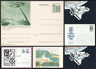 1965–1983 Space Progress on Postcards, Federal Republic of Germany, Bulgaria, China and United States, Airmail, Group of Commemorative Postal Stationery Covers and Postcards