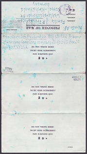 1945 (4 Apr) USA, Censored Prisoner of War Letter of a German (Luftwaffe) Air Force Soldier from Camp Como Mississippi to Germany, Censorship Postmark and Chemically Examined, Red Cross Transit Postmark