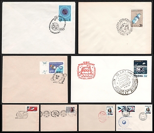 1971-1986 Polish-Soviet space connections and anniversaries, Polish People's Republic, Group of Commemorative Covers with Pictorial Cancellations