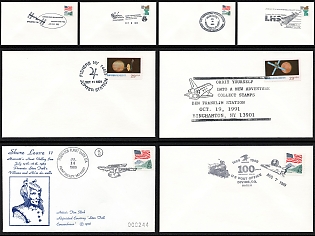 1989-1991 Theodore von Karman scientific legacy, Sputnik anniversaries and Moon landing celebrations, United States, Group of Commemorative Covers with Pictorial Cancellations