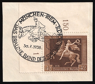 1938 42pf on piece Third Reich, Germany, Complete Set, Commemorative Postmark