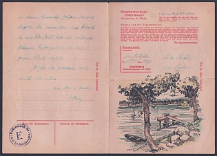 1940 (28 Nov) Third Reich, Germany, Censored Illustrated Folded Letter from Sachsenhausen Concentration Camp, Censorship Postmark, Belonged to the Jim Taff Collection, More Details in Description