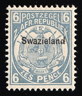 1889-90 6d Swaziland, Tripartite Government, Perforation 12.5