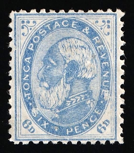 1888 6d Tonga, British Protectorate, King George I, Dull Blue