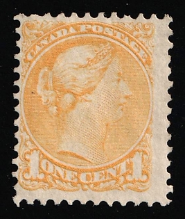 1876-79 1c Dominion of Canada, Queen Victoria, Orange Yellow