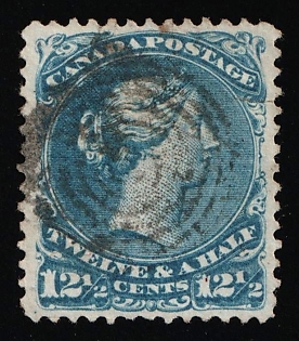 1868-90 12.5c Dominion of Canada, Queen Victoria, Bright Blue