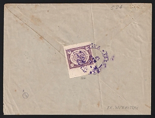 18(91?) (12 May) Gadiach Zemstvo (Poltava Province), Cover from district to Gadiach, franked with 3k (Gadiach), canceled by blue circular "ГАДЯЧСКАЯ ЗЕМСКАЯ ПОЧТА" (ШГ1б) Gadiach zemstvo postmark