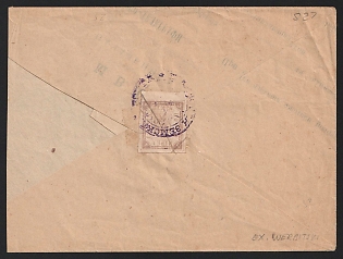 1893 (4 Jan) Gadiach Zemstvo (Poltava province), Cover from district to Gadiach, franked with 3k (Gadiach), canceled by manuscript cancel and violet circular "ГАДЯЧСКАЯ ЗЕМСКАЯ ПОЧТА" (ШГ1б) Gadiach zemstvo postmark. Transited and delivered via the imperial post with black circular "ГАДЯЧЪ ПОЛТАВ.Г. / ПОЧТ. ТЕЛЕГР. КОНТ." postmark on front