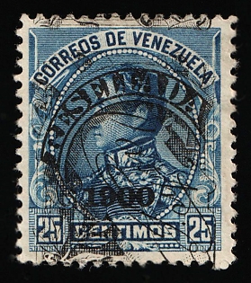 1900 25c Bolivarian Republic of Venezuela, Fiscal Stamp, SHIFTED Overprint