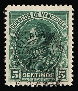 1900 5c Bolivarian Republic of Venezuela, Fiscal Stamp, SHIFTED Overprint