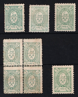 1884-94 3k Ardatov Zemstvo, Block of Four, Group of Stamps