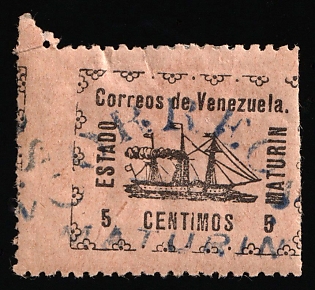 1903 5c Bolivarian Republic of Venezuela, SHIFTED Perforation