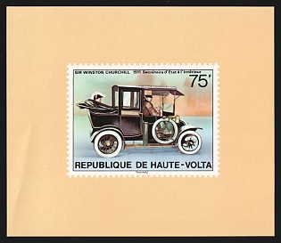 1975 100th Birth Anniversary of Winston Churchill, Republic of Upper Volta (Burkina Faso), Souvenir Sheet,  Proof