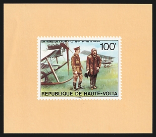 1975 100th Birth Anniversary of Winston Churchill, Republic of Upper Volta (Burkina Faso), Souvenir Sheet,  Proof