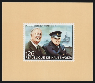 1975 100th Birth Anniversary of Winston Churchill, Republic of Upper Volta (Burkina Faso), Souvenir Sheet,  Proof