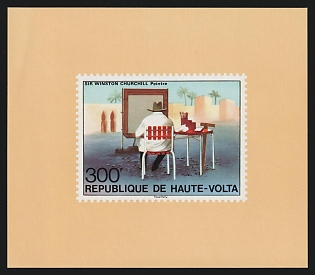 1975 100th Birth Anniversary of Winston Churchill, Republic of Upper Volta (Burkina Faso), Souvenir Sheet,  Proof