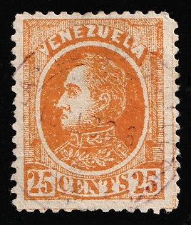 1880 25c Bolivarian Republic of Venezuela, SHIFTED Perforation