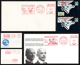 1977-87 Space Achievements, Germany, Space Exploration, Group of Commemorative Postcards with Meter Cancellations