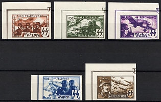 1944 Belgian Flemish Legion, Germany, Unissued Stamps, Complete Set, Imperforate, Margins, Signed
