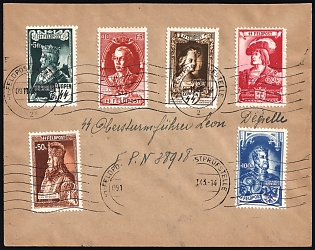 1944 (9 Nov) Belgian Flemish Legion, Germany, SS Military Mail Field Post Feldpost Censored Cover from SS-Feldpost Leitstelle '091' to SS First Lieutenant Deperelle, F.P.N. '38918' franked with complete set