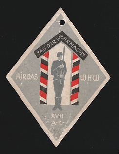 1933-1945 'Wehrmacht Day. Winter Relief Work', Third Reich Nazi Germany Propaganda, Cardboard badge