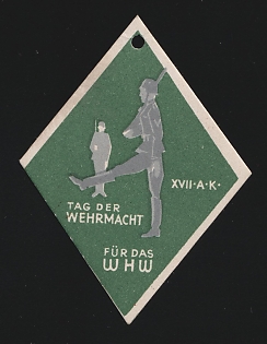 1933-1945 'Wehrmacht Day. Winter Relief Work', Third Reich Nazi Germany Propaganda, Cardboard badge
