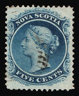 1860-63 5c Nova Scotia, Canada, British Self-Governing Colony, Blue