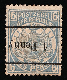1893 1d on 6d Transvaal, South Africa, British Colonies, INVERTED Overprint