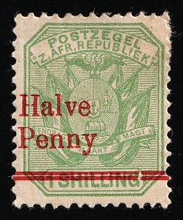 1895 0,5d on 1s Transvaal, South Africa, British Colonies, SHIFTED Overprint