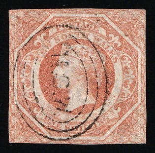 1854-59 1s New South Wales, Australia, Pale Red, Watermark '12', Signed