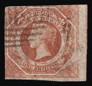 1854-59 1s New South Wales, Australia, Brownish Red, Watermark '12'